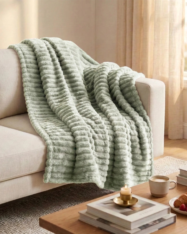 Fleece Throw Blanket, Ribbed Soft Touch