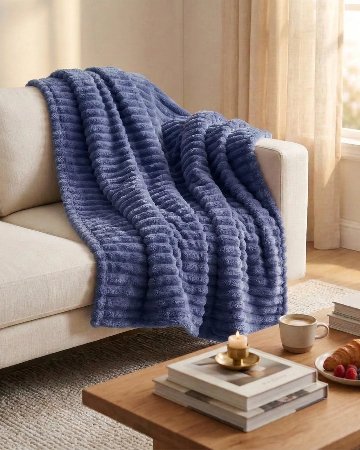 Fleece Throw Blanket, Ribbed Soft Touch