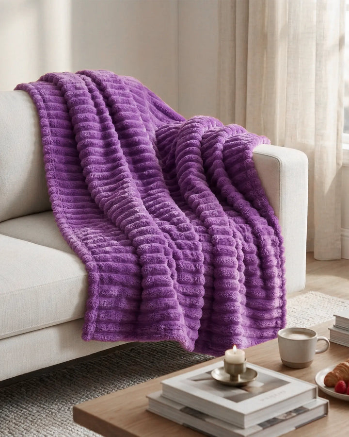 Fleece Throw Blanket, Ribbed Soft Touch