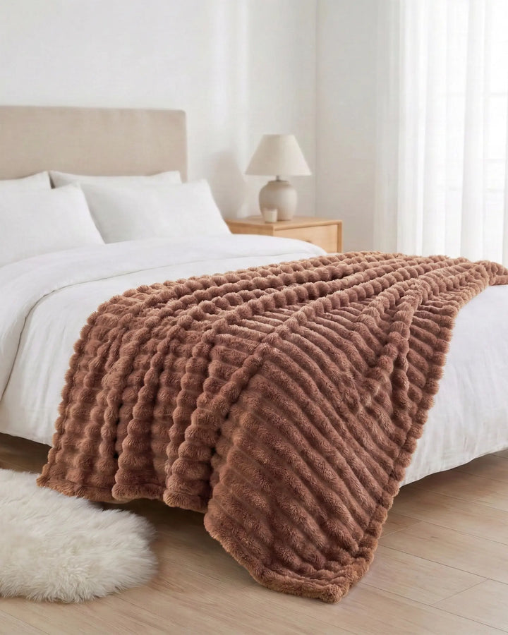 Fleece Throw Blanket, Ribbed Soft Touch