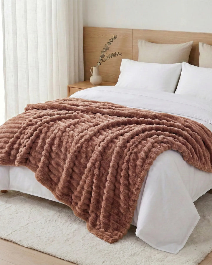 Fleece Throw Blanket, Ribbed Soft Touch