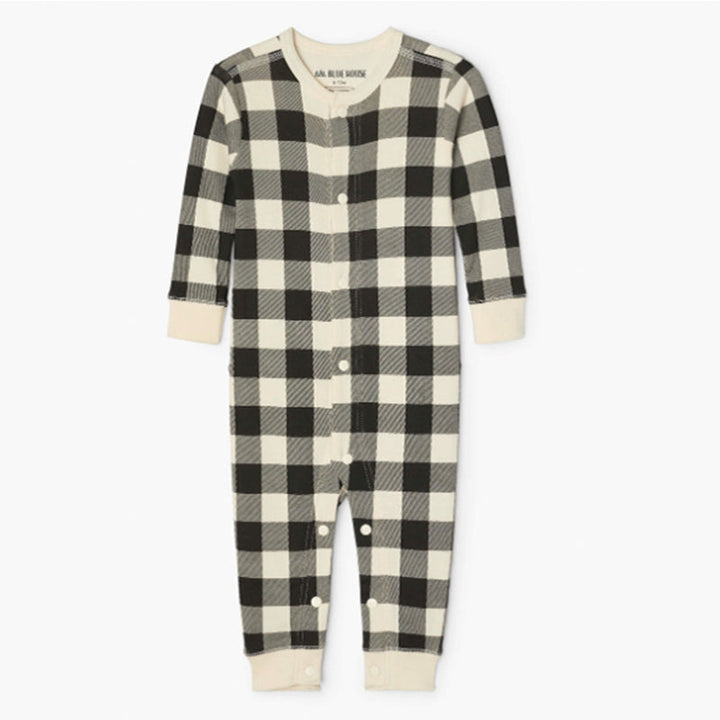 Matching Family Christmas Pajamas - Buffalo Plaid Bear, Black &amp; Cream