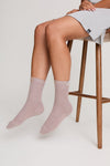 Ribbed Bed Socks for Women in Mink, Soft Knit