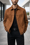Men's Suede Trucker Jacket | Classic Denim-Style Jacket