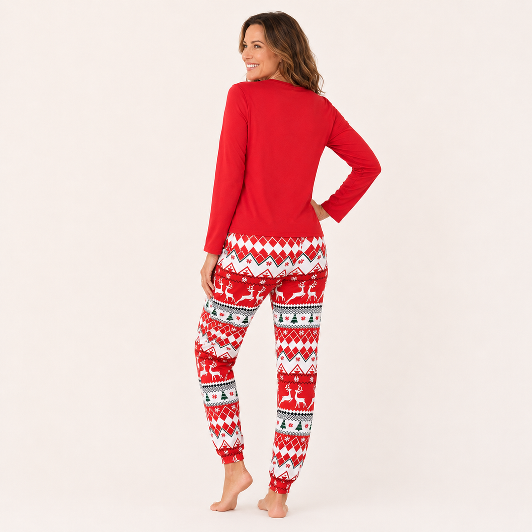 Red Christmas Pajama Set for Women, Turtleneck Top and Shorts – photo 4