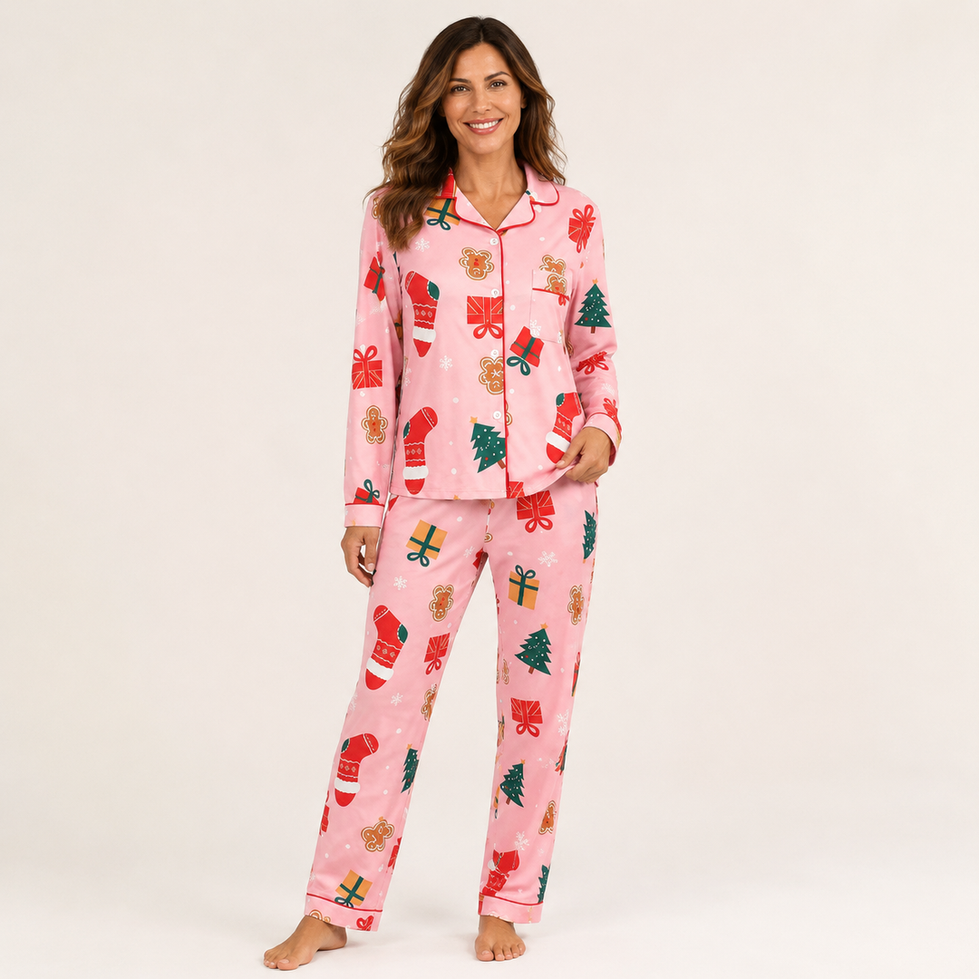 Christmas Pajama Set for Women, Long Sleeve with Turn-Down Collar – photo 7