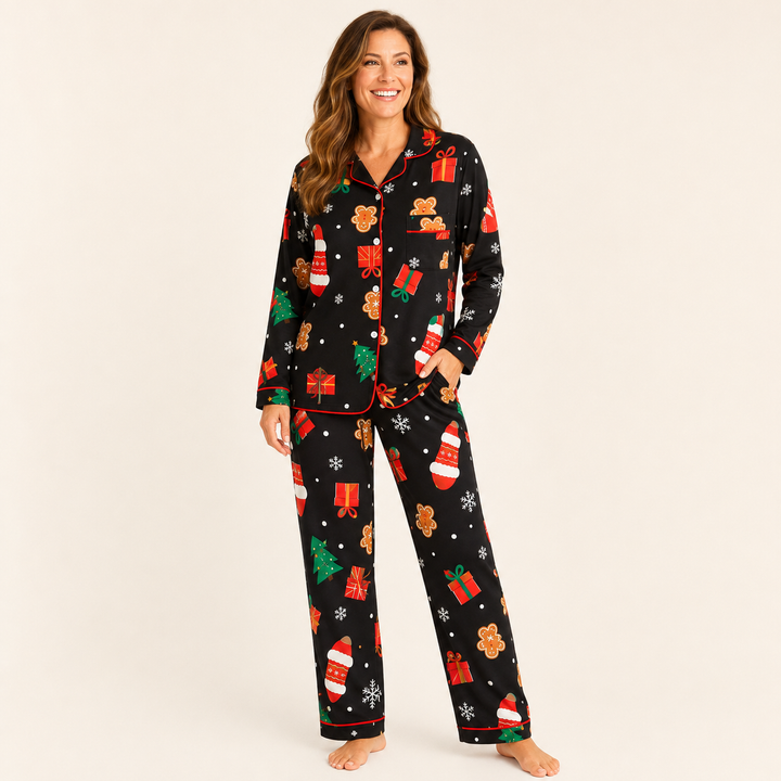Christmas Pajama Set for Women, Long Sleeve with Turn-Down Collar – photo 6
