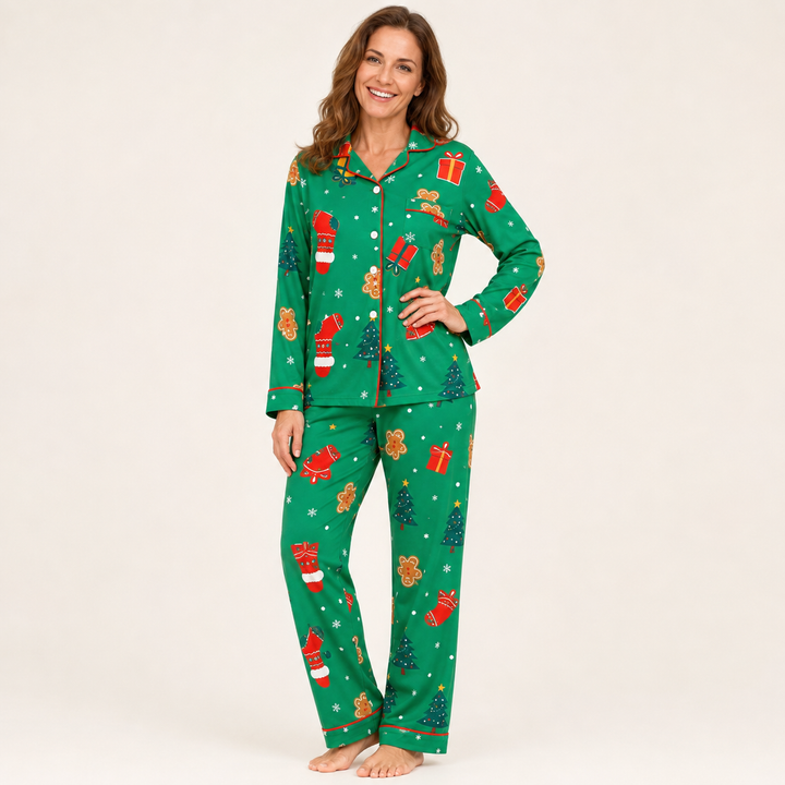 Christmas Pajama Set for Women, Long Sleeve with Turn-Down Collar – photo 8