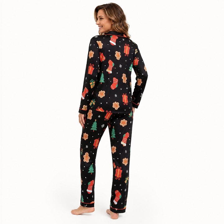 Christmas Pajama Set for Women, Long Sleeve with Turn-Down Collar – photo 3