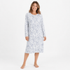 Floral Nightgown for Women, Long Sleeve with Button Placket
