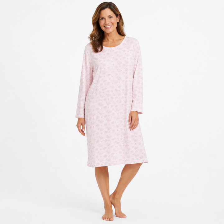 Floral Nightgown for Women, Long Sleeve with Button Placket – photo 4