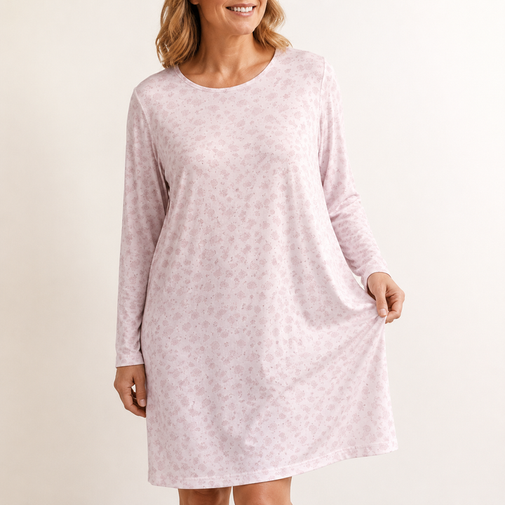 Floral Nightgown for Women, Long Sleeve with Button Placket – photo 6