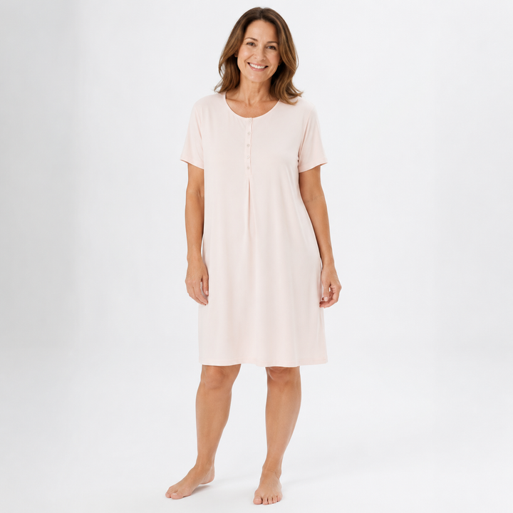 Short Sleeve Nightgown for Women, Button Placket – photo 4
