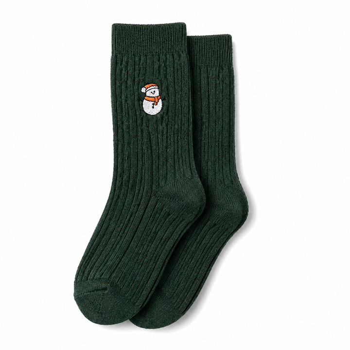Snowman Cable Knit Socks for Women, Mid-Calf – photo 4