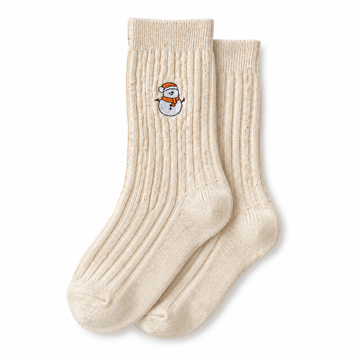 Snowman Cable Knit Socks for Women, Mid-Calf – photo 5