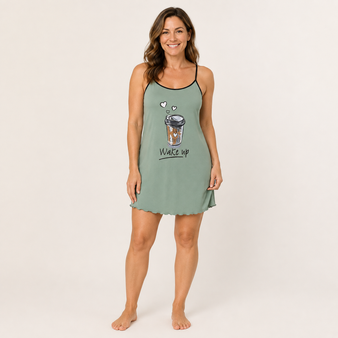 Slip Nightdress for Women, Printed Cami with Lace Trim – photo 8