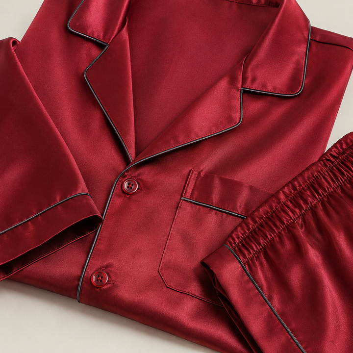 Matching Silk Pajamas for Couples, His and Hers Short Set