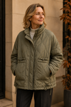 Women's Quilted Jacket | Short Padded Coat with Stand Collar