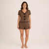 Bow Detail Pajama Set for Women, Short Sleeve and Shorts