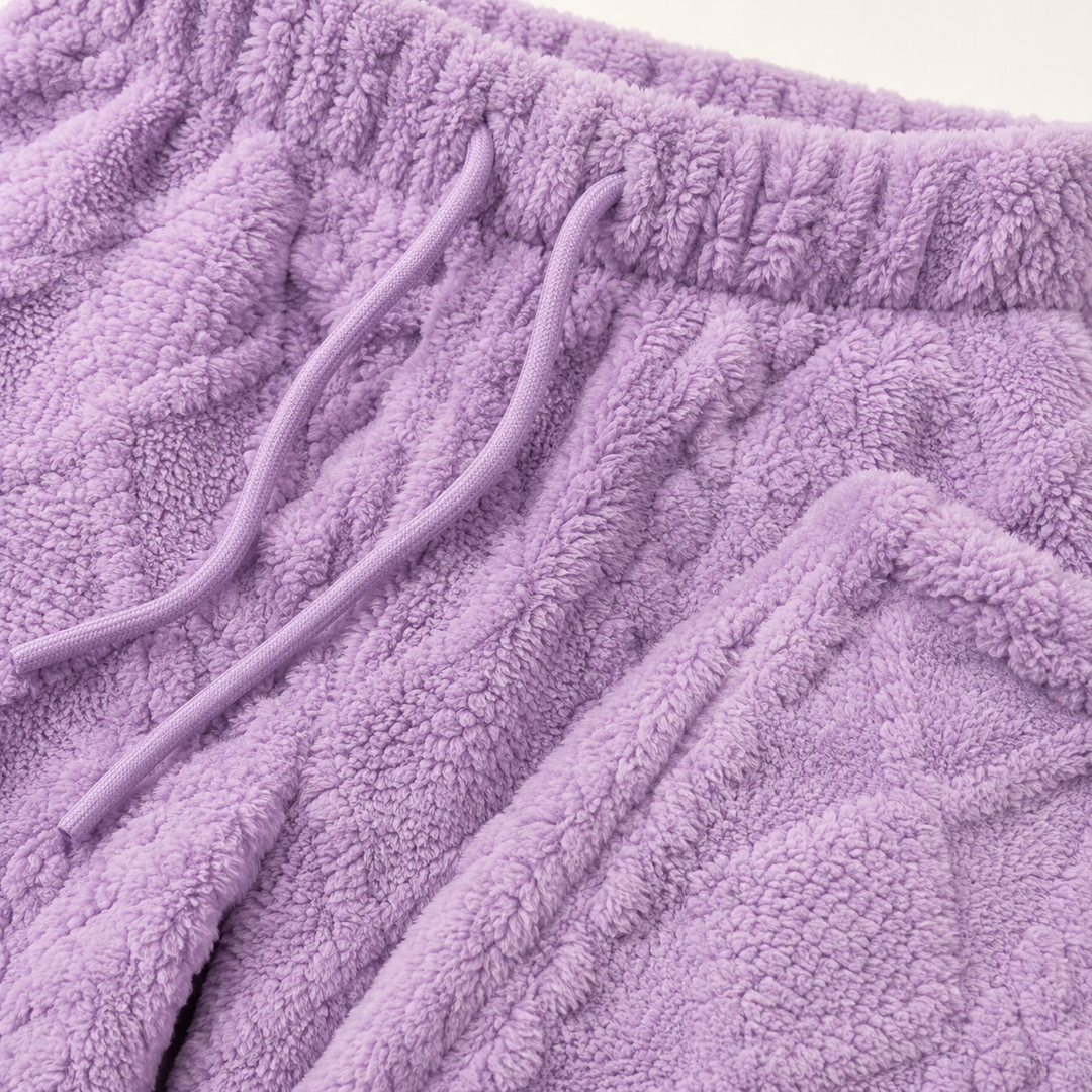 Fuzzy Fleece Pajama Pants for Women, Wide Leg