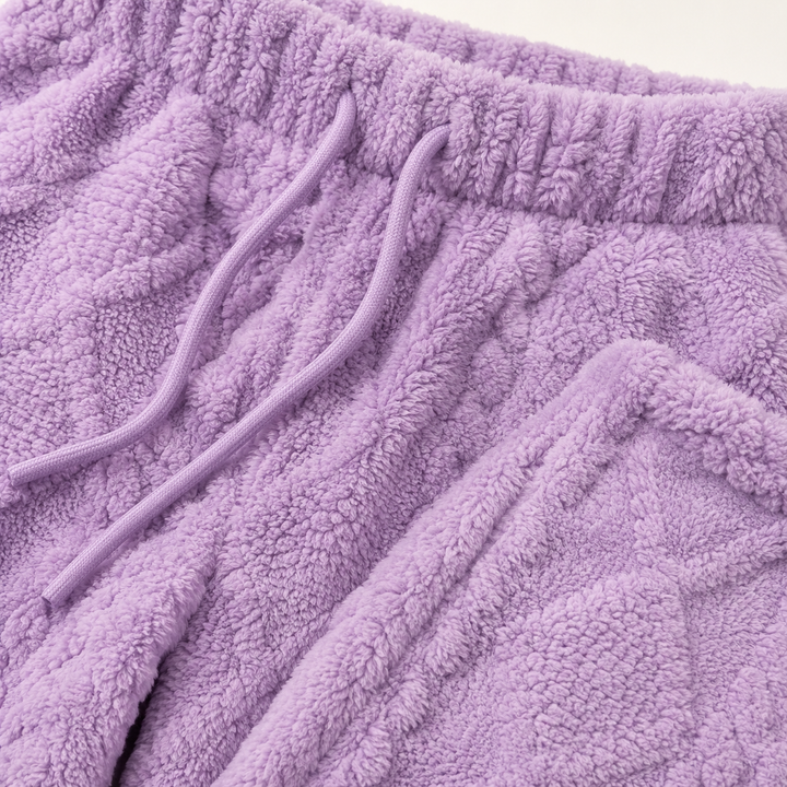Fuzzy Fleece Pajama Pants for Women, Wide Leg