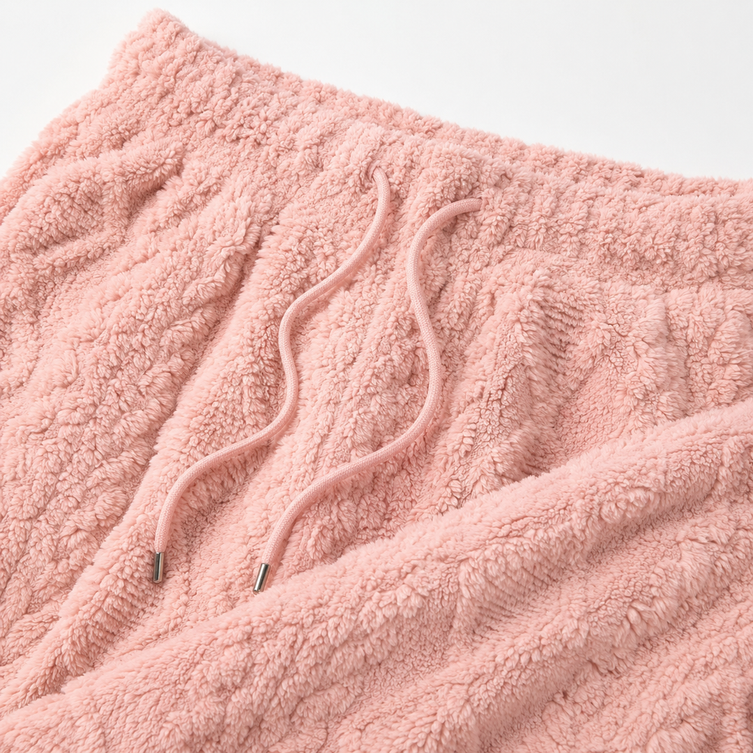 Fuzzy Fleece Pajama Pants for Women, Wide Leg