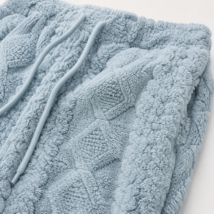 Fuzzy Fleece Pajama Pants for Women, Wide Leg