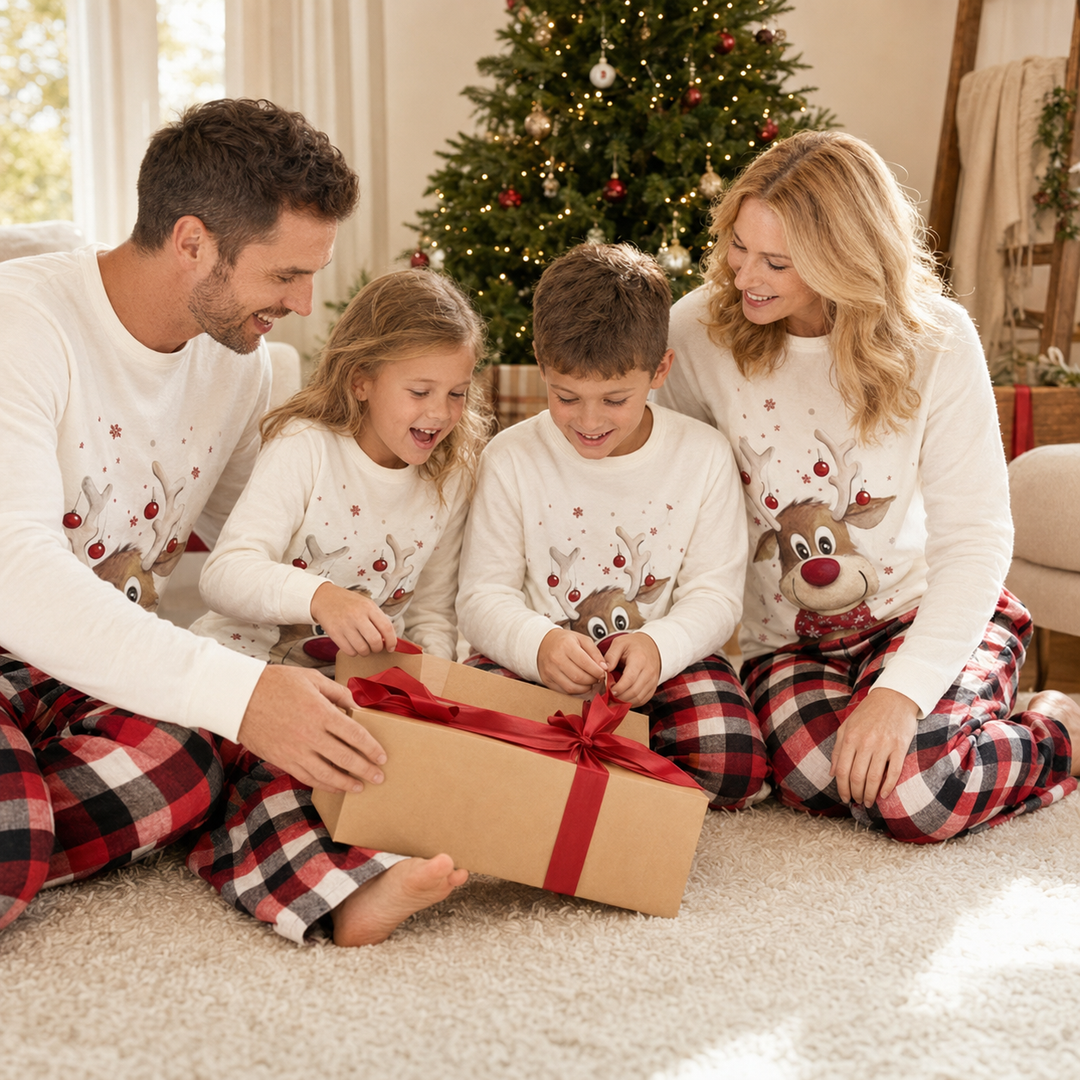 Matching Family Christmas Pajamas - Reindeer &amp; Red Plaid