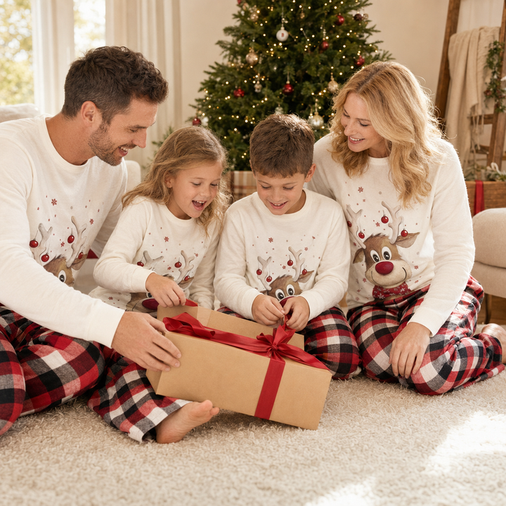 Matching Family Christmas Pajamas - Reindeer &amp; Red Plaid