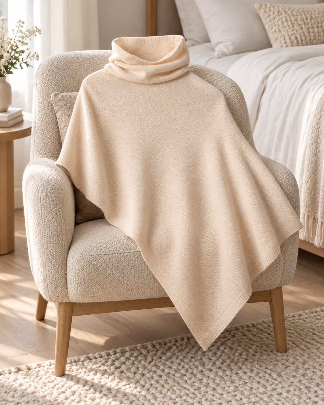 Knitted Fleece Shawl for Women, One Size