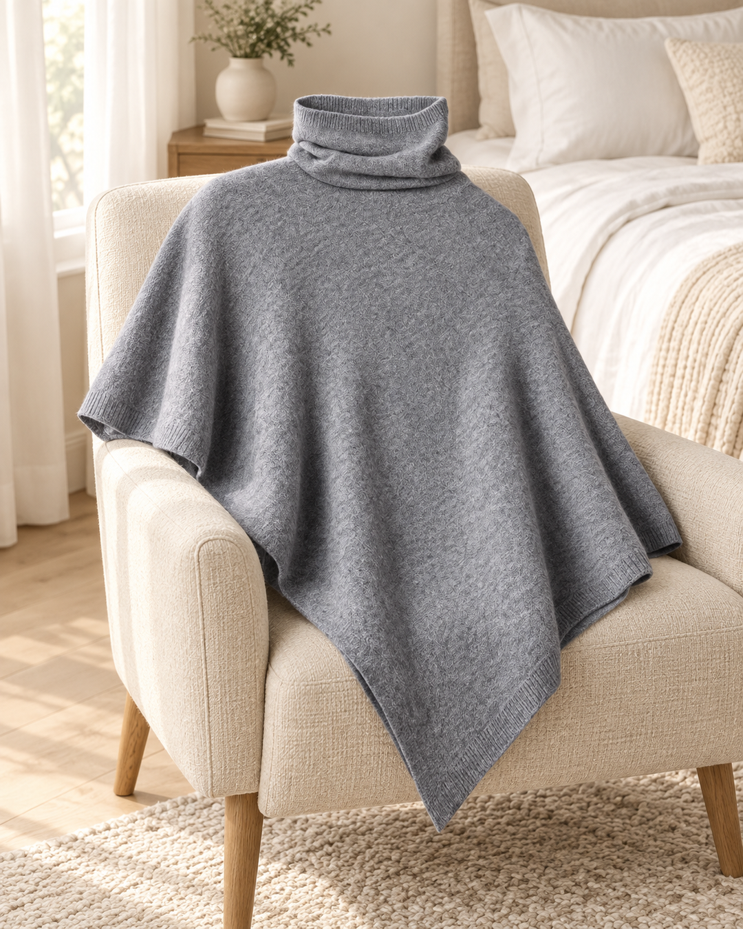 Knitted Fleece Shawl for Women, One Size