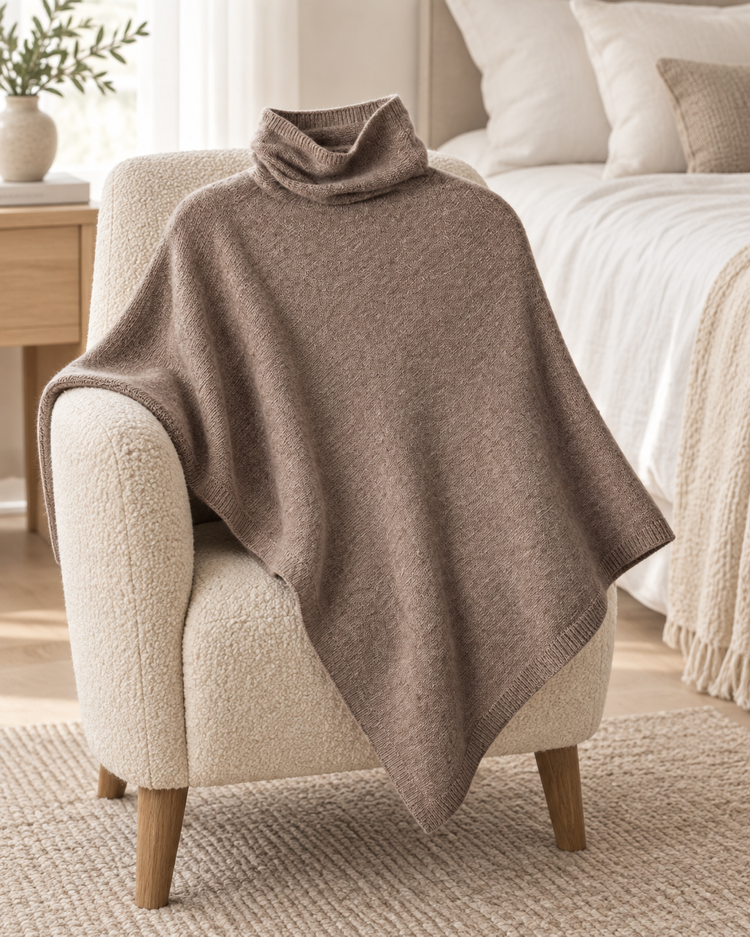 Knitted Fleece Shawl for Women, One Size