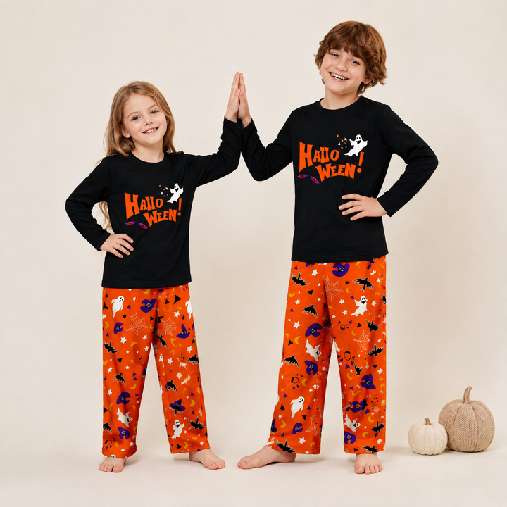 Halloween Family Matching Pajamas, Pumpkin Print