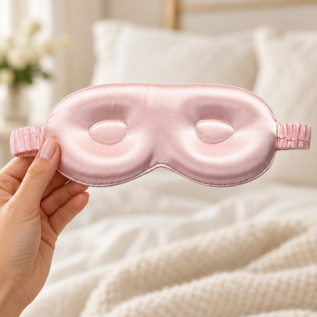 100% Mulberry Silk Contoured Deep Sleep Mask, 3D Cups