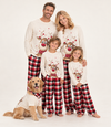 Family Christmas Pajamas, Matching Reindeer Print Sets with Plaid Pants