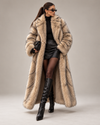 Women's Long Faux Fur Coat | Luxe Longline Winter Coat, Apricot