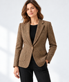 Women's Wool-Blend Blazer | Textured Single-Button Work Blazer