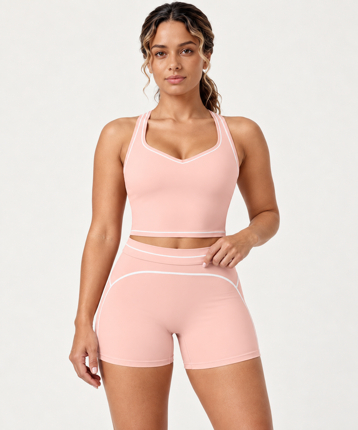 Yoga Set for Women, Sports Bra and High-Waist Bike Shorts