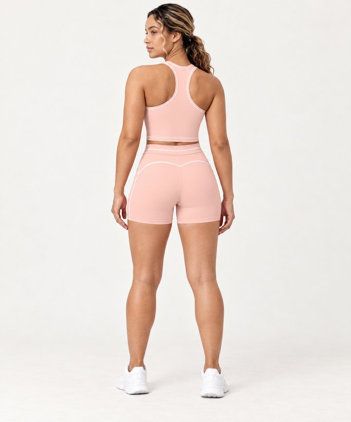 Yoga Set for Women, Sports Bra and High-Waist Bike Shorts