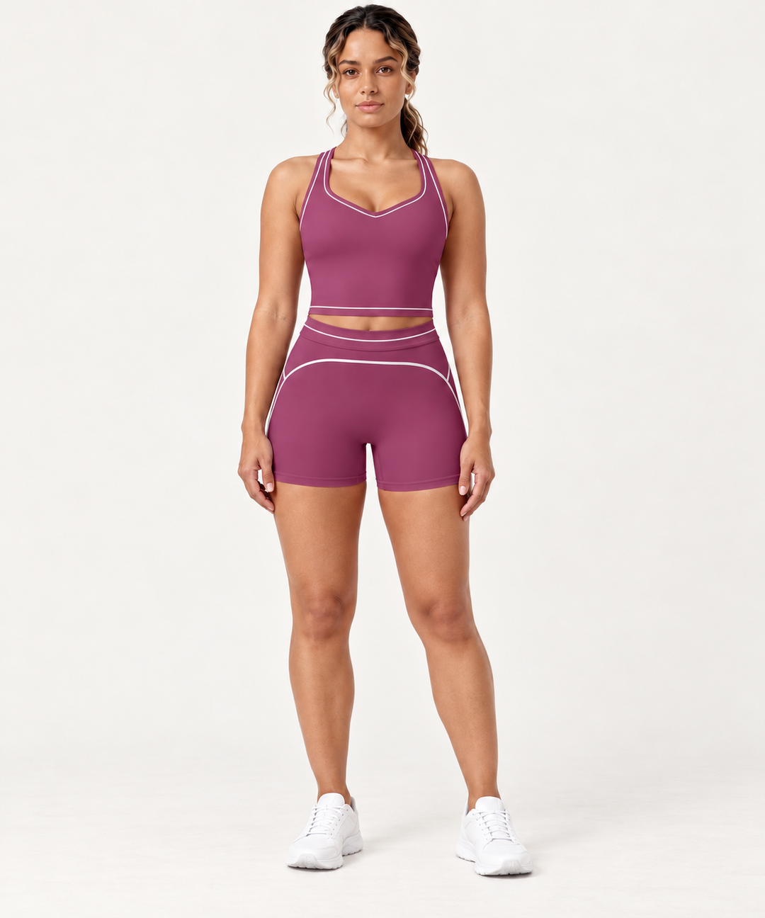 Yoga Set for Women, Sports Bra and High-Waist Bike Shorts