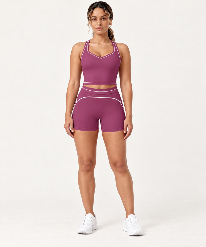 Yoga Set for Women, Sports Bra and High-Waist Bike Shorts