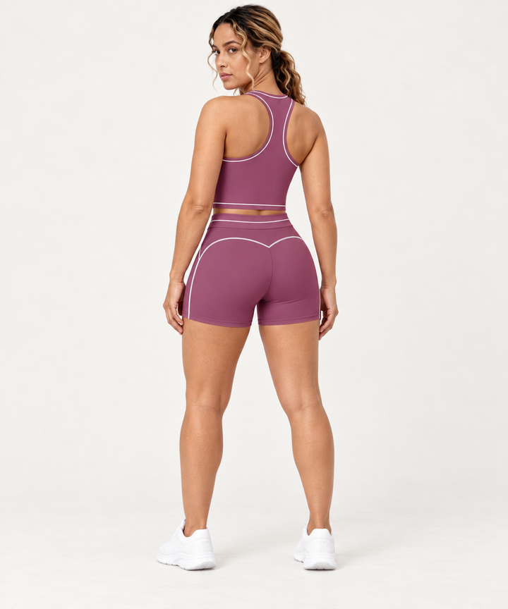 Yoga Set for Women, Sports Bra and High-Waist Bike Shorts