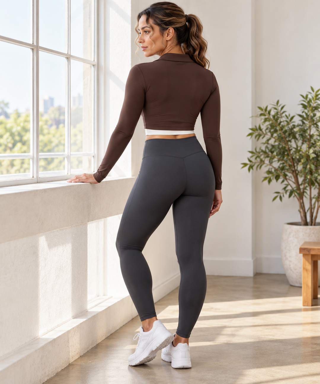 Cropped Workout Top for Women, Collared Long Sleeve Shrug
