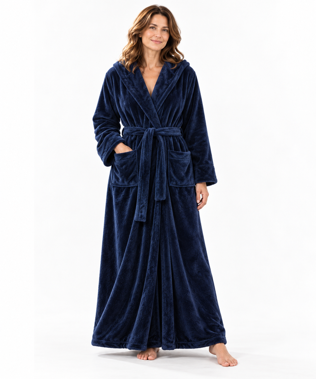 Matching Couples Robes, Long Hooded Plush Fleece with Belt