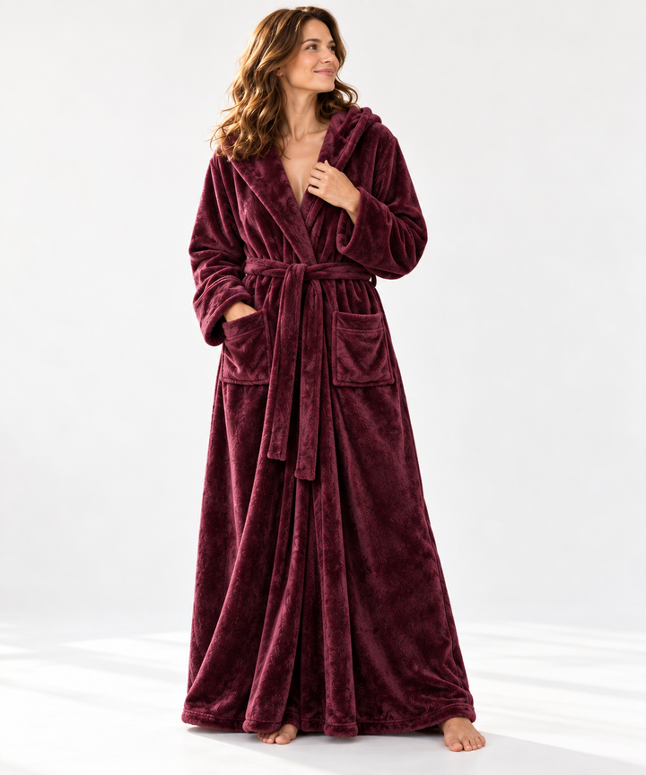 Matching Couples Robes, Long Hooded Plush Fleece with Belt