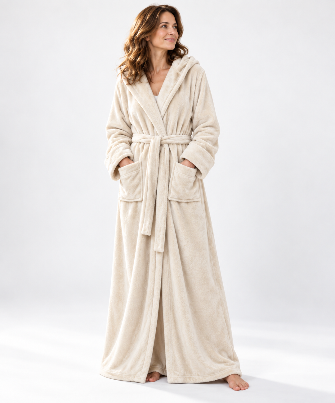 Matching Couples Robes, Long Hooded Plush Fleece with Belt