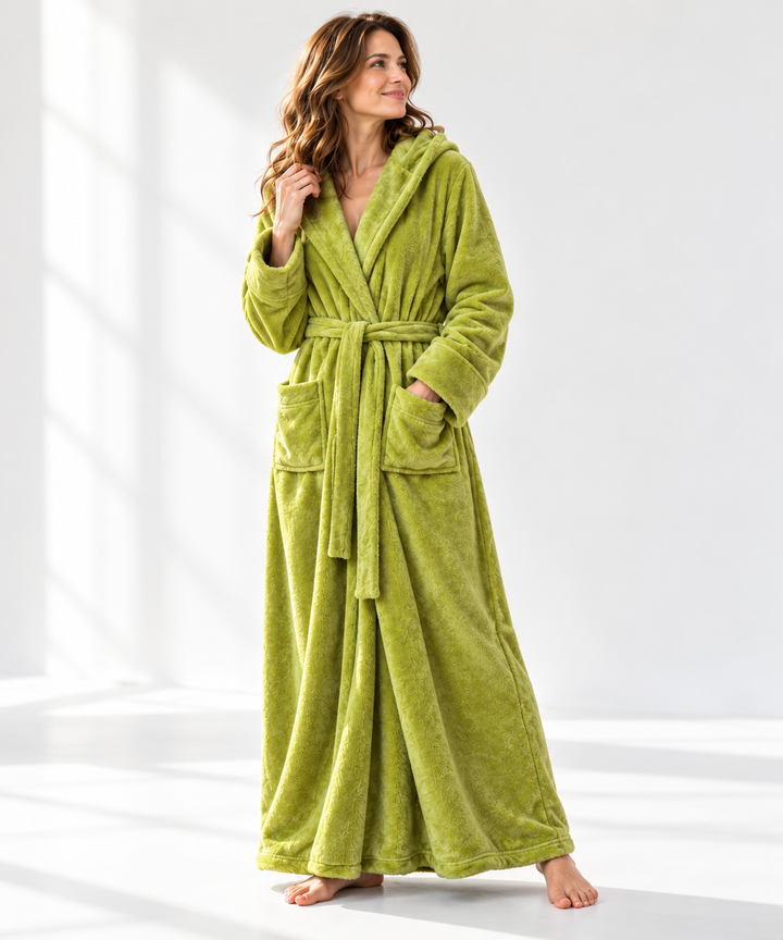 Matching Couples Robes, Long Hooded Plush Fleece with Belt