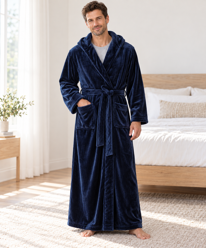 Matching Couples Robes, Long Hooded Plush Fleece with Belt