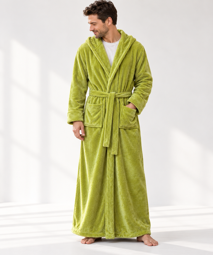 Matching Couples Robes, Long Hooded Plush Fleece with Belt