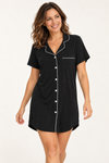 Short Sleeve Sleep Shirt for Women, Button Front Nightgown